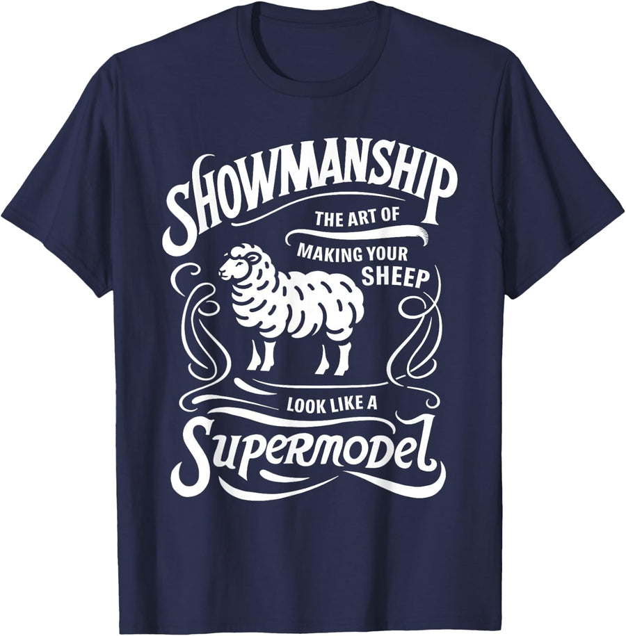 Showmanship Definition Fair Animal Show Sheep Livestock Show T-Shirt - Navy Blue