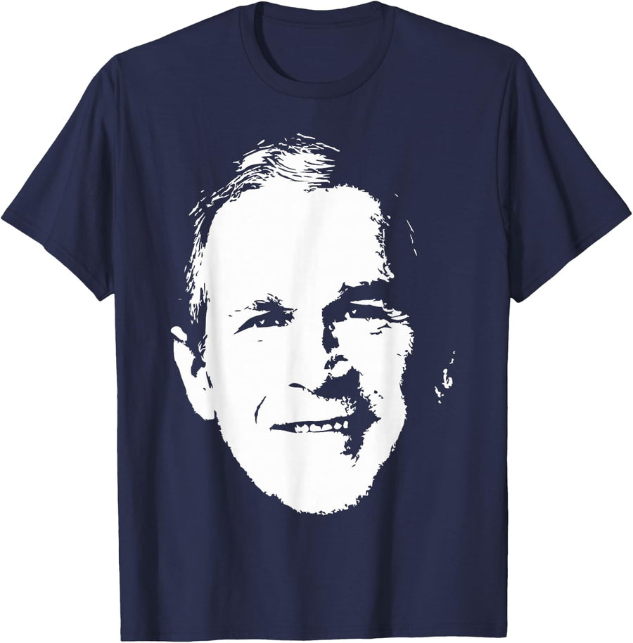 George W. Bush Minimalistic Pop Art T-Shirt - Navy Blue