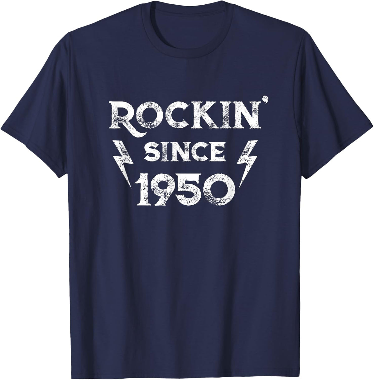 76 Year Old Classic Rock and Roll 76th Birthday T-Shirt - Navy Blue