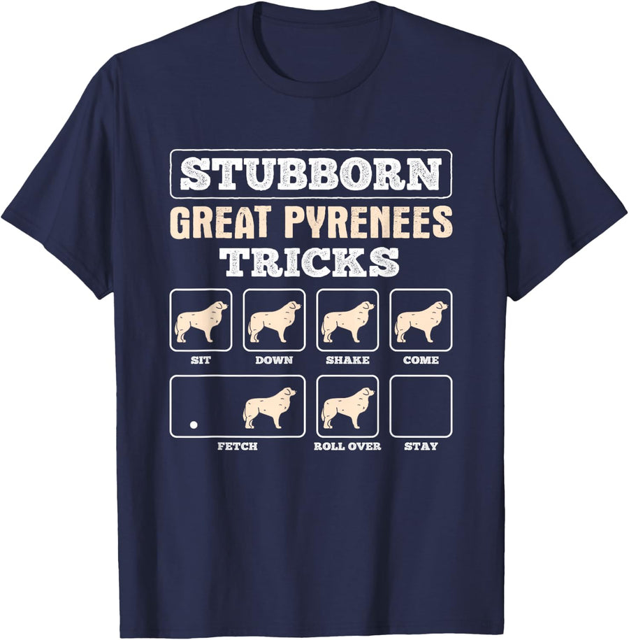 Stubborn Tricks Great Pyrenees T-Shirt - Navy Blue