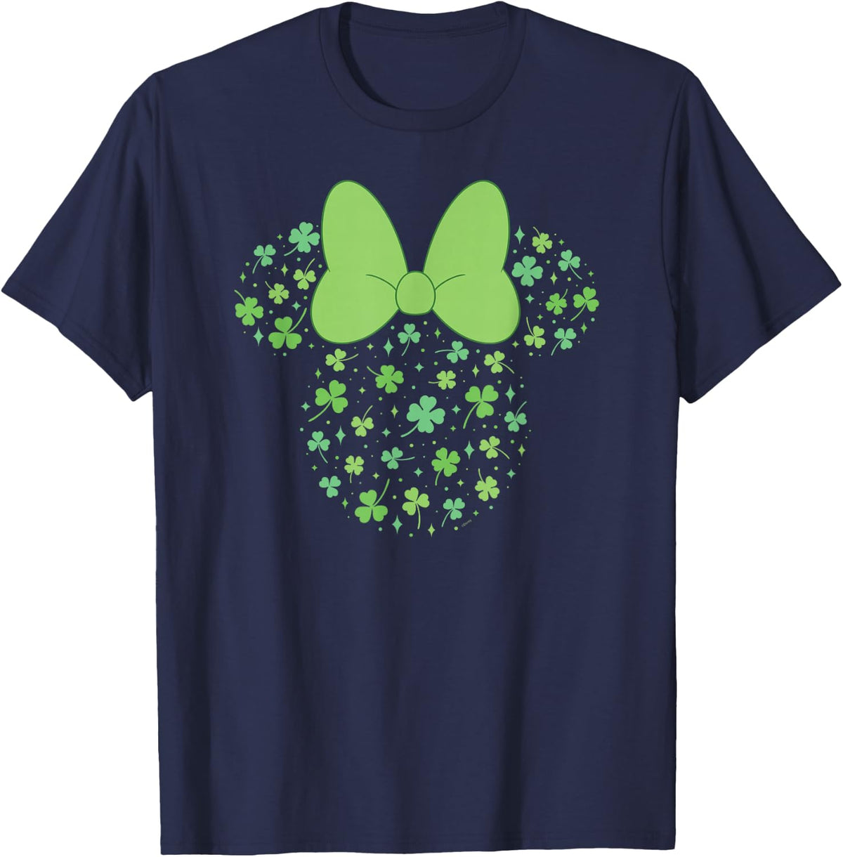 Disney Minnie Mouse Icon Shamrock Clovers St Patrick's Day T-Shirt - Navy Blue