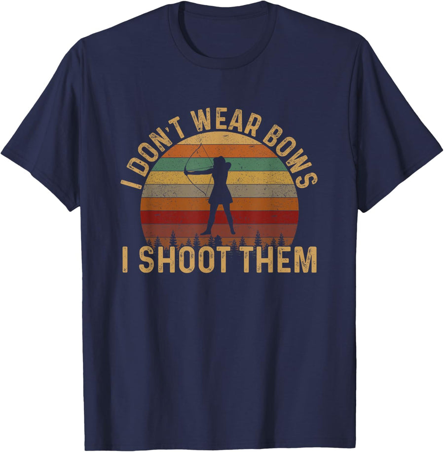 I don't wear bows i shoot them, girl archery T-Shirt - Navy Blue