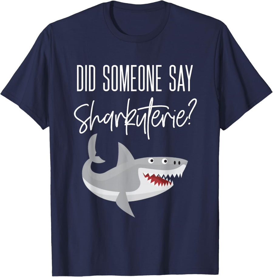 Charcuterie Sharkutery Board Cheese Saying Shark Lover T-Shirt - Navy Blue