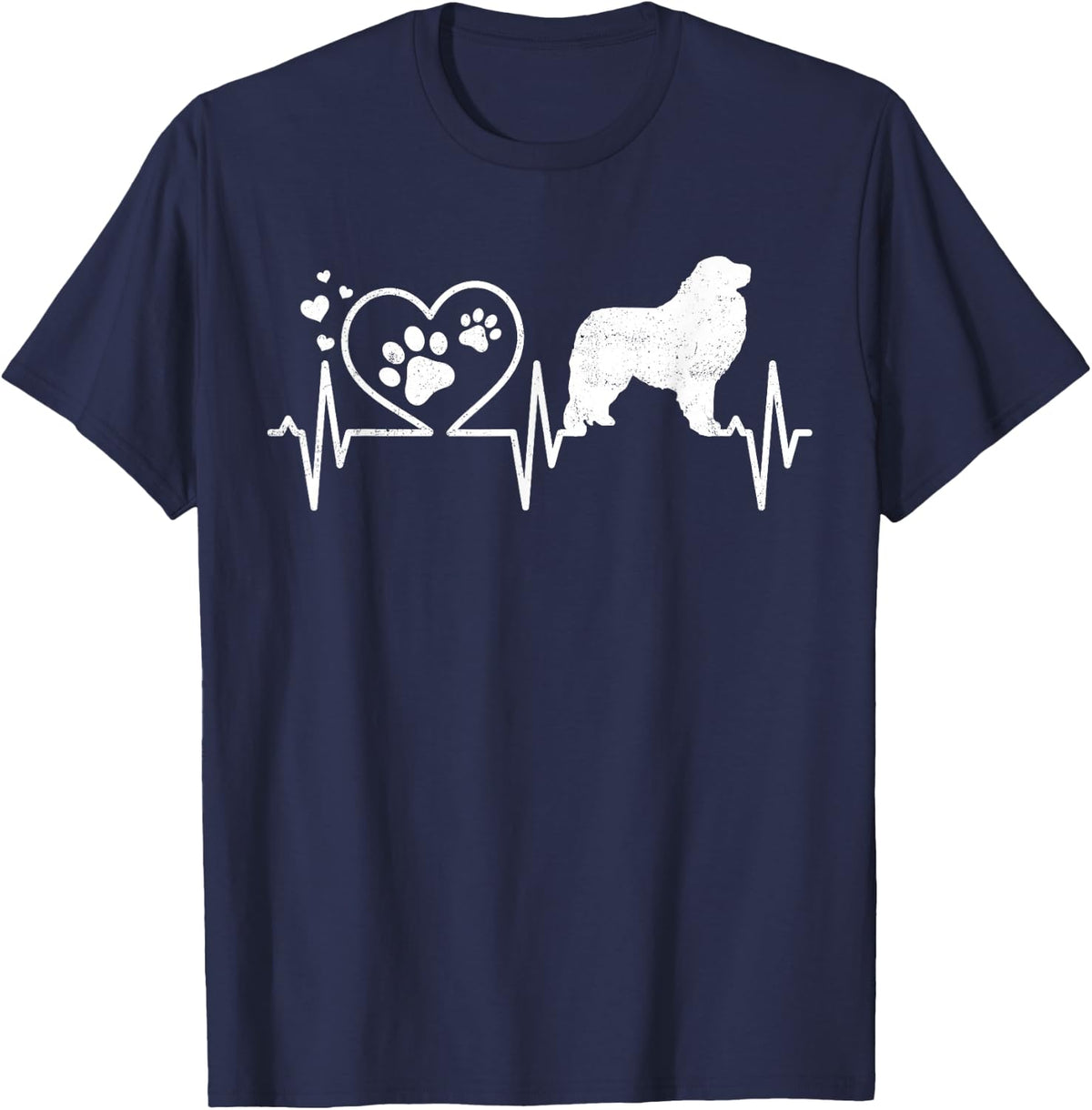Pyrenees Heart for Mum Dad Heartbeat T-Shirt - Navy Blue