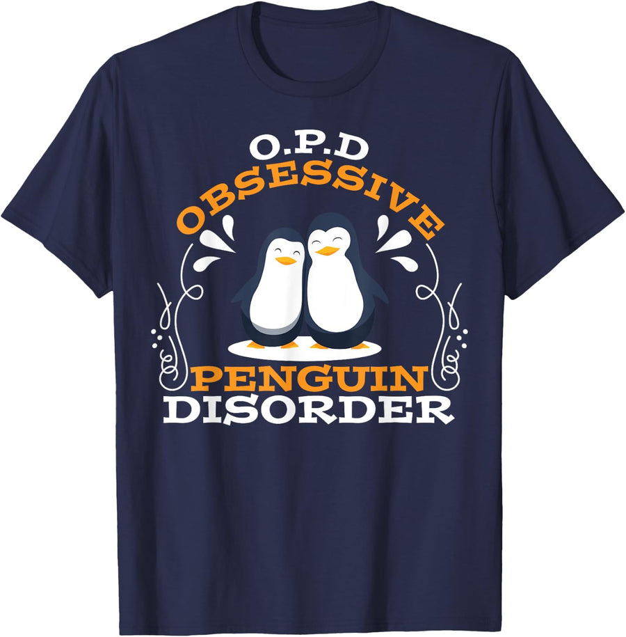 O.P.D Obsessive Penguin Disorder funny tee T-Shirt - Navy Blue