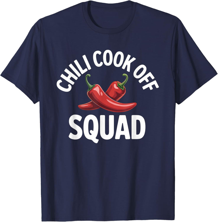 Chili Cook Off Squad Chili Contest with Red Pepper T-Shirt - Navy Blue