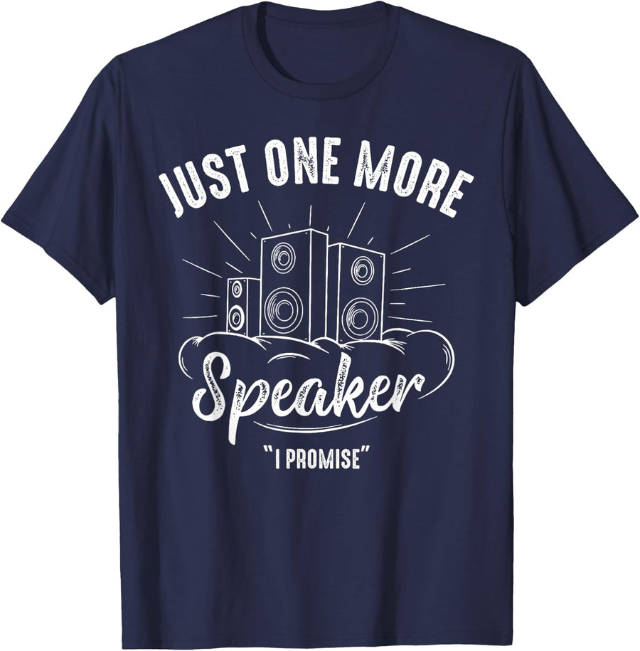 Retro Just One More Speaker Audio Loudspeaker Audiologist T-Shirt - Navy Blue