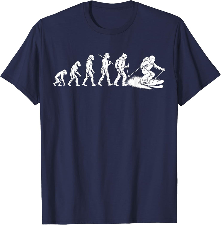 Funny Skiing Winter Sports Skier T-Shirt - Navy Blue