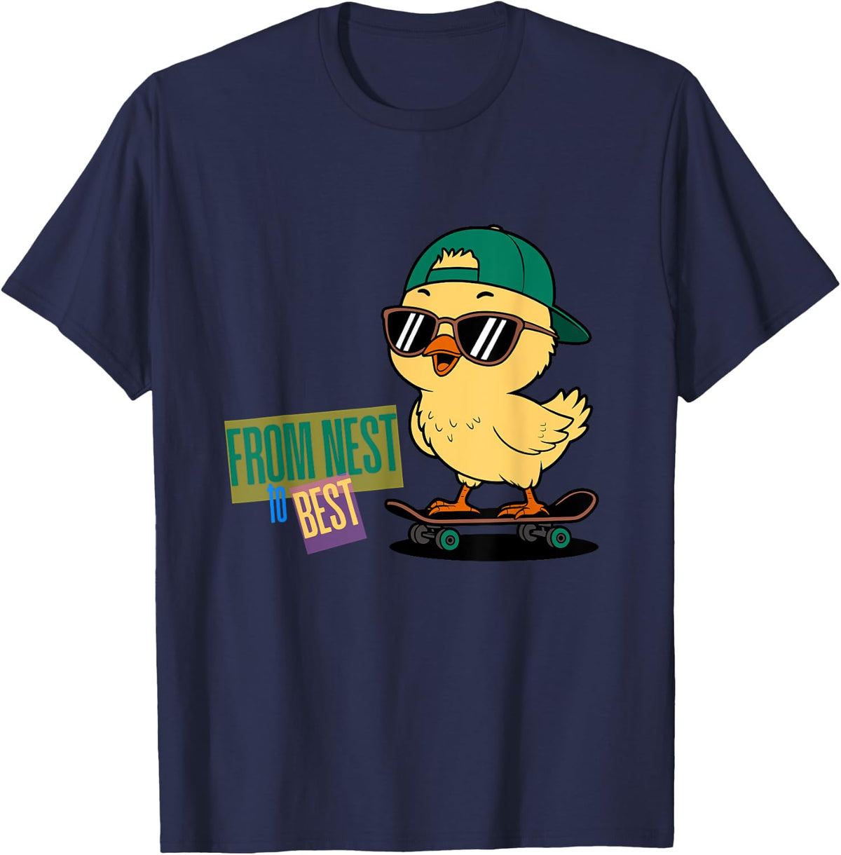 Cool Easter Dude Funny Baby Cute Chicken Sunglasses T-Shirt - Navy Blue
