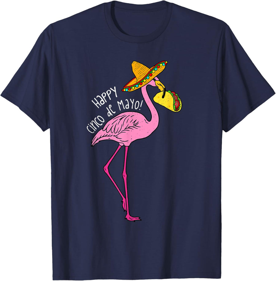 Mexican Flamingo Tacos Cinco De Mayo Fiesta 5 De Mayo Women T-Shirt - Navy Blue