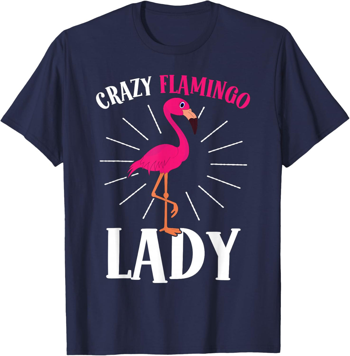 Crazy Flamingo Lady Crazy Lady T-Shirt - Navy Blue