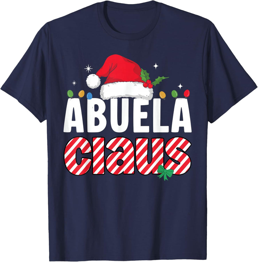 Abuela Claus Funny Christmas Family Matching Pajamas T-Shirt - Navy Blue