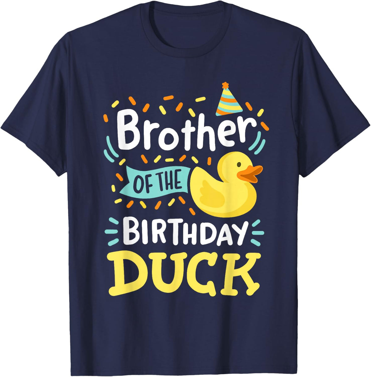 Brother of The Birthday Duck Boy Rubber Duck Bday Family T-Shirt - Navy Blue