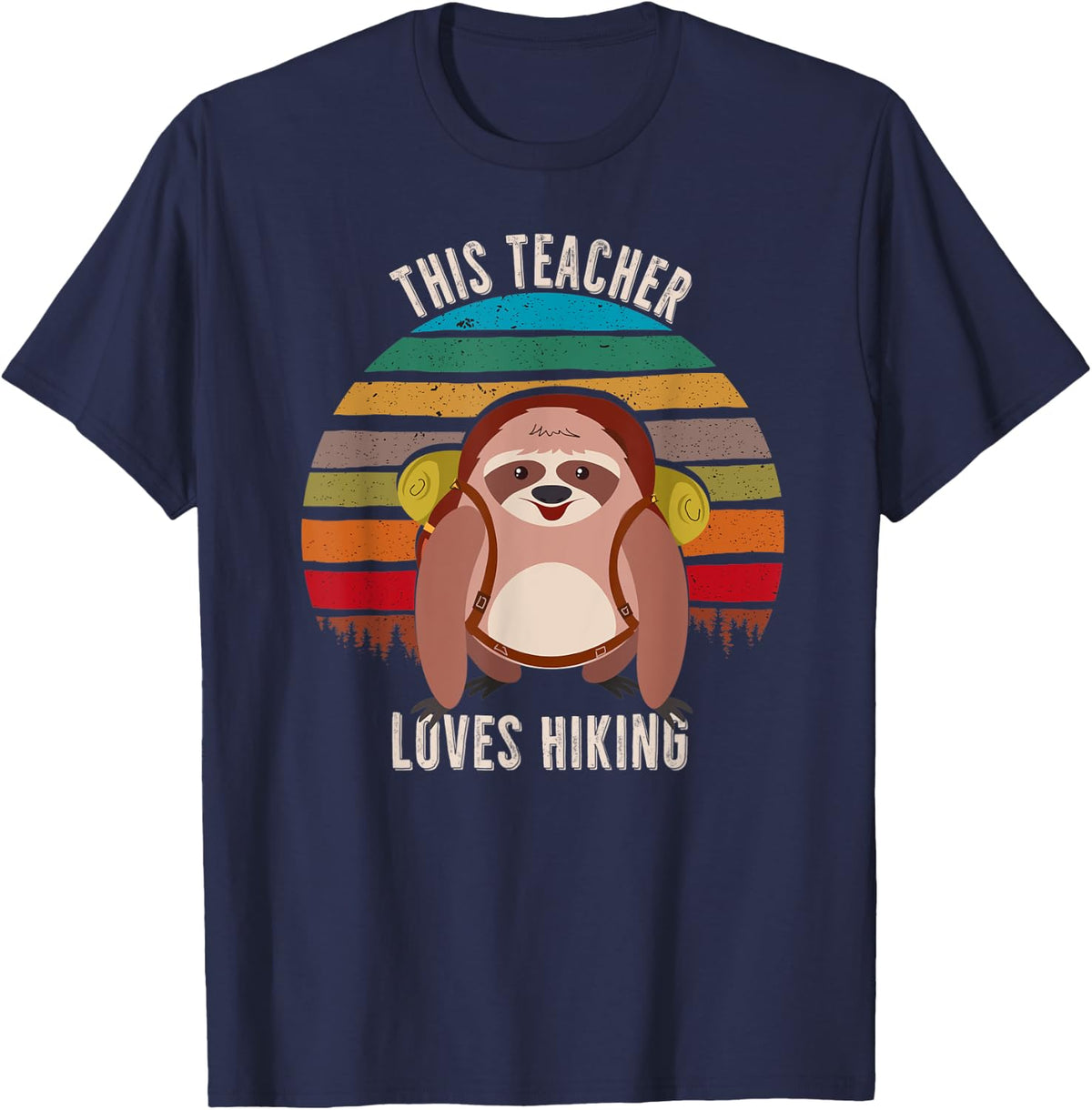 This Teacher Loves Hiking, Teacher Loves to Hike T-Shirt - Navy Blue