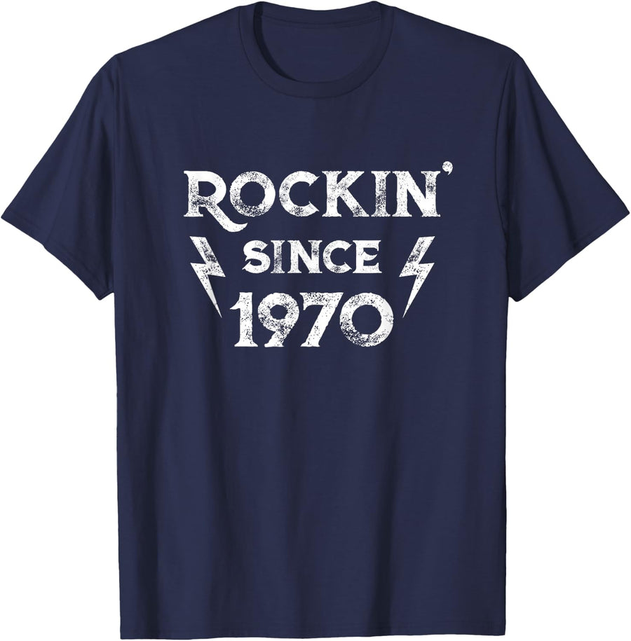 56 Year Old Classic Rock and Roll 56th Birthday T-Shirt - Navy Blue