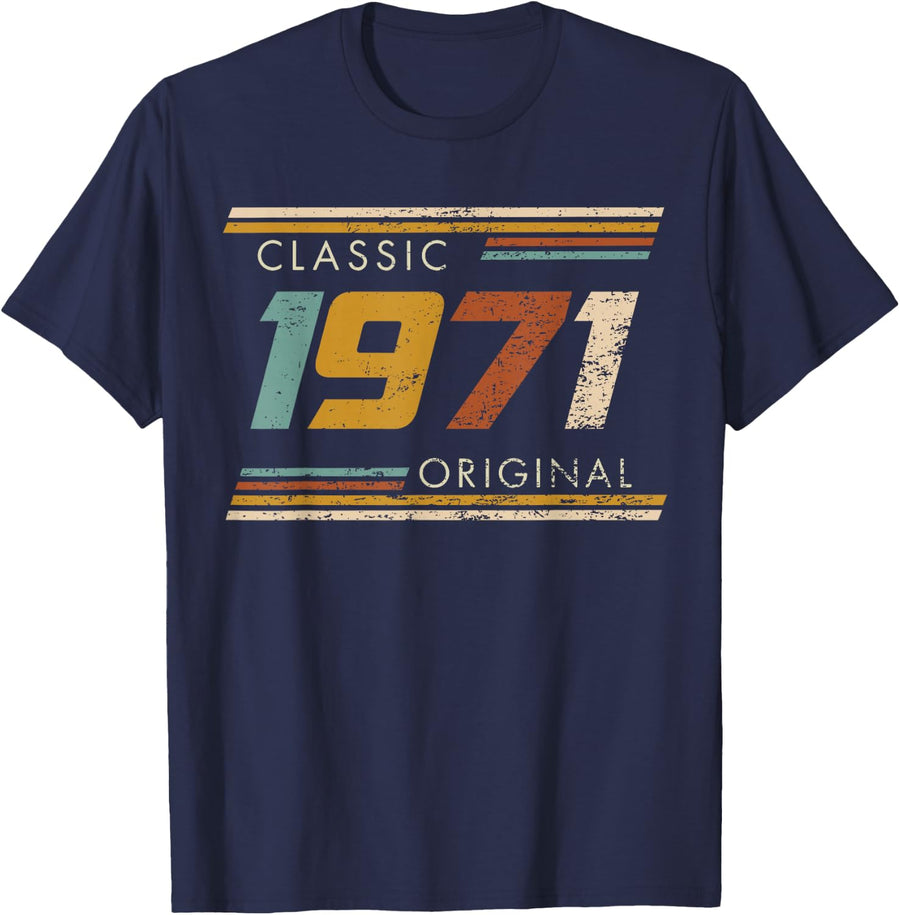 Classic 1971 Original Vintage Birthday Est 1971 Edition T-Shirt - Navy Blue