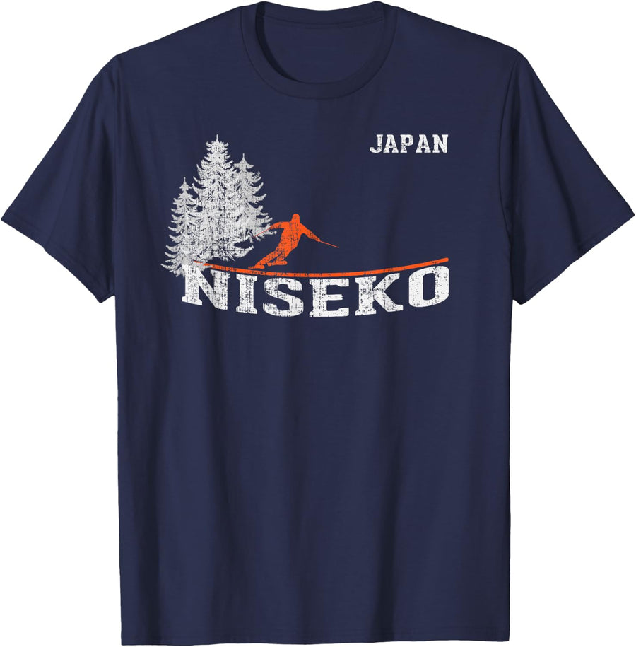 1980s Style Niseko Japan Vintage Skiing T-Shirt T-Shirt - Navy Blue
