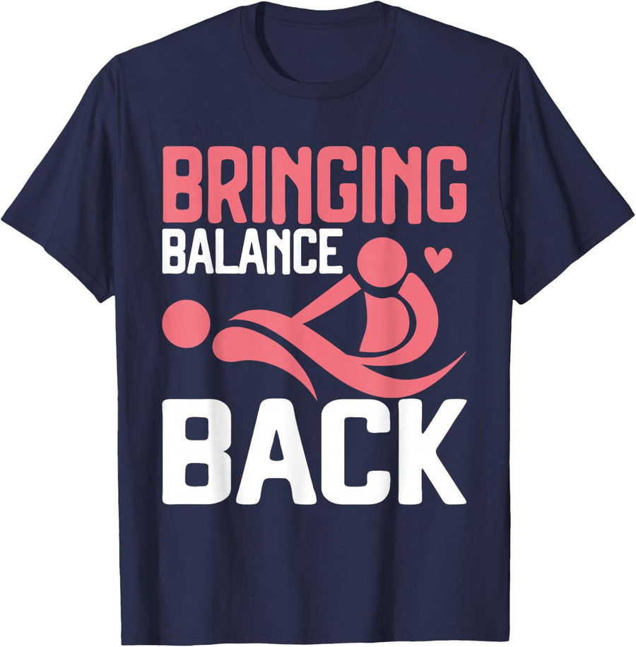 Bringing Balance Back Massage Therapist T-Shirt - Navy Blue