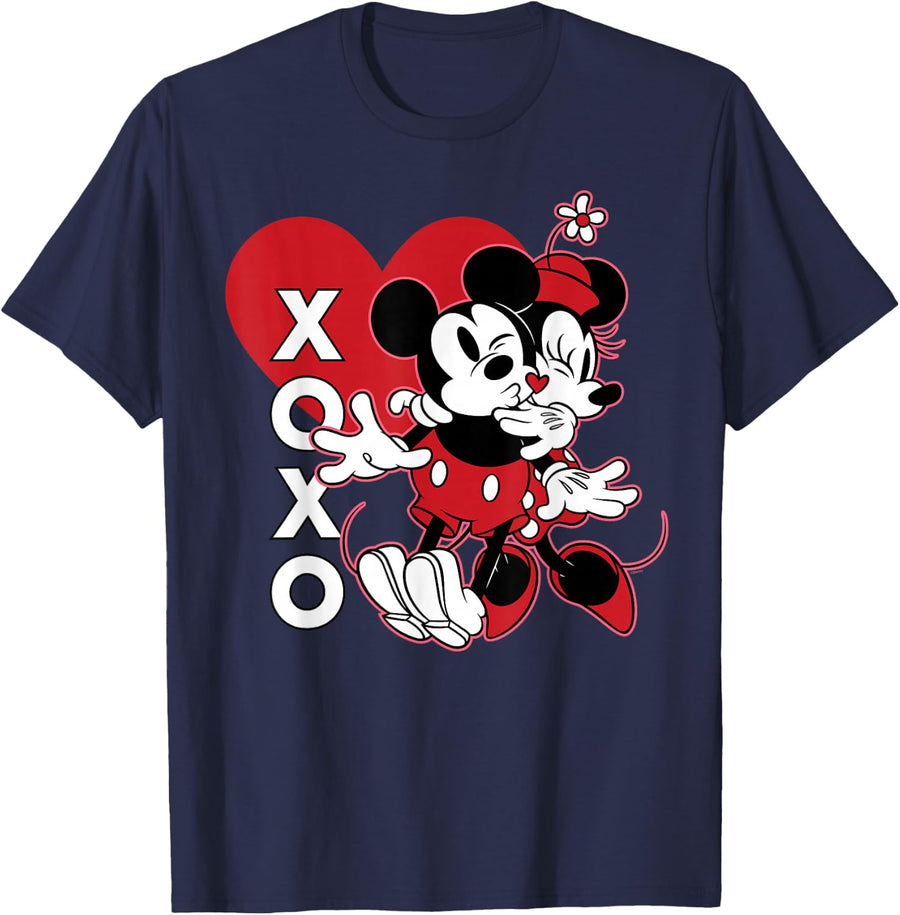 Disney Mickey & Minnie XOXO Valentine’s Day Hugs and Kisses T-Shirt - Navy Blue