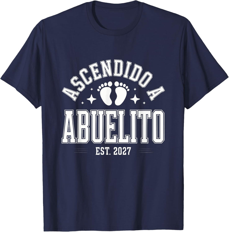 Kid 2027 Ascendido A Abuelito Granddad Primerizo Feliz T-Shirt - Navy Blue