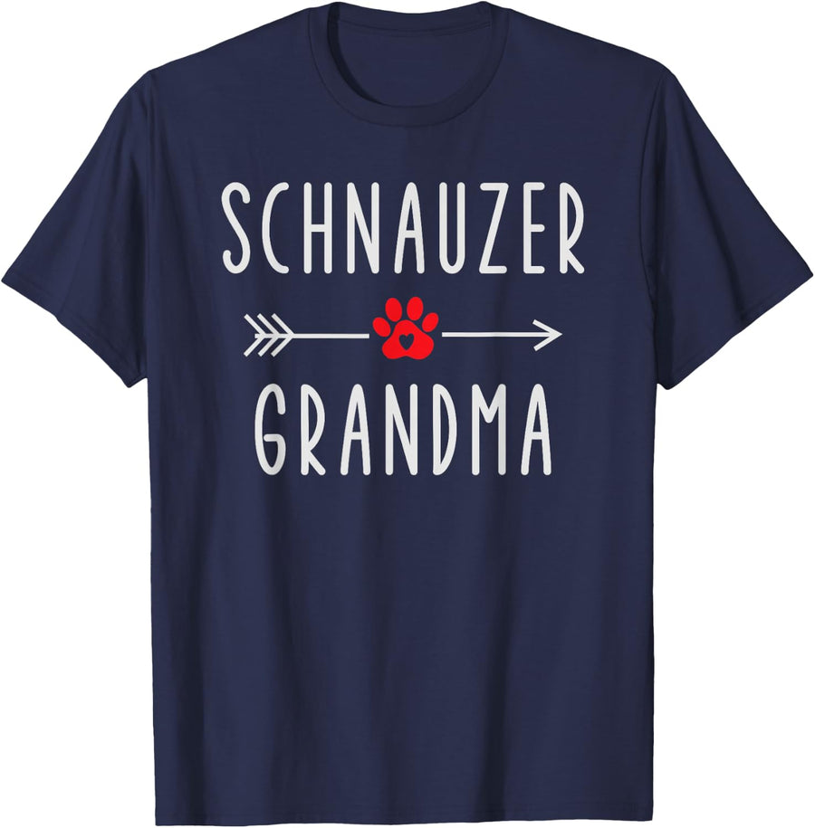 Schnauzer Grandma Dog Lover Gift Miniature Schnauzer Owner T-Shirt - Navy Blue