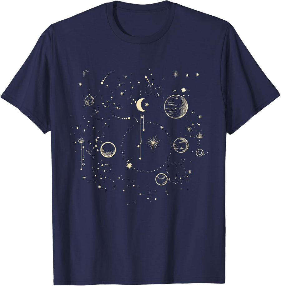 Astronomy Stars Sun Moon Planets Astronaut Cosmonauts Gift T-Shirt - Navy Blue
