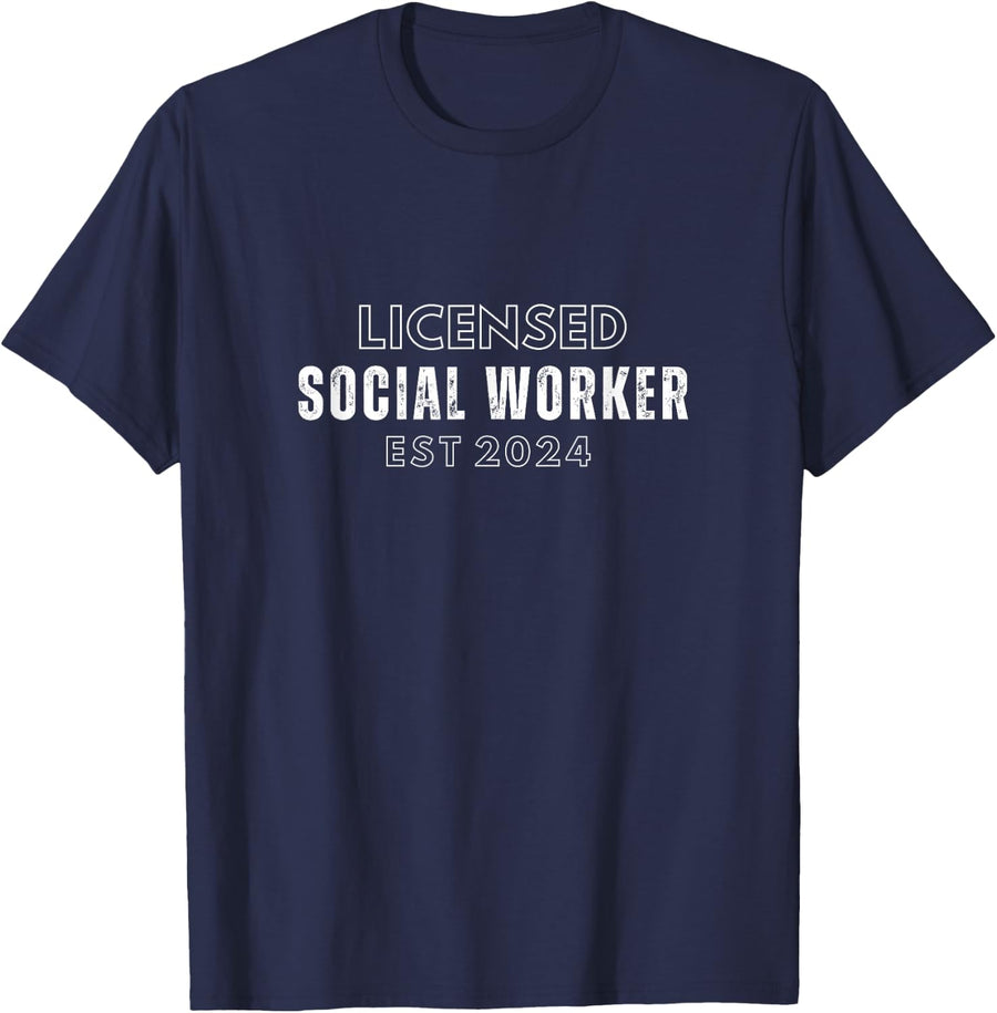 Master Social Worker LMSW, Licensed Social Worker EST T-Shirt - Navy Blue