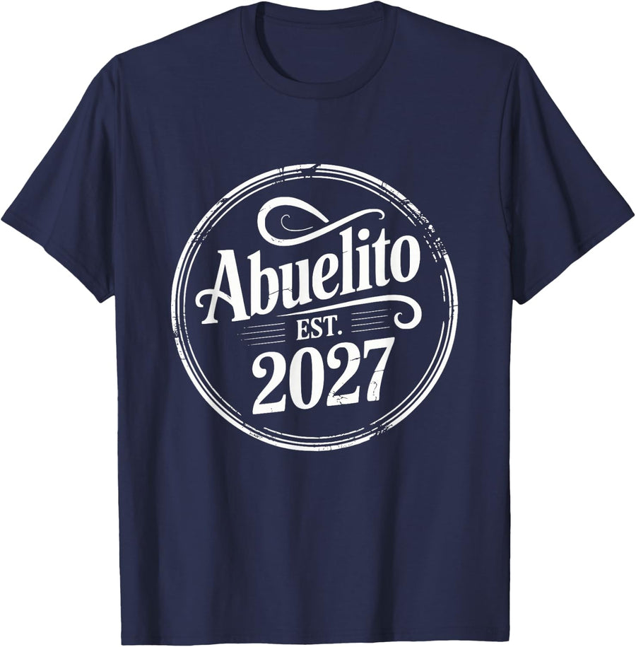 Sello Vintage Abuelito Est 2027 Nuevo Granddad Nieta T-Shirt - Navy Blue