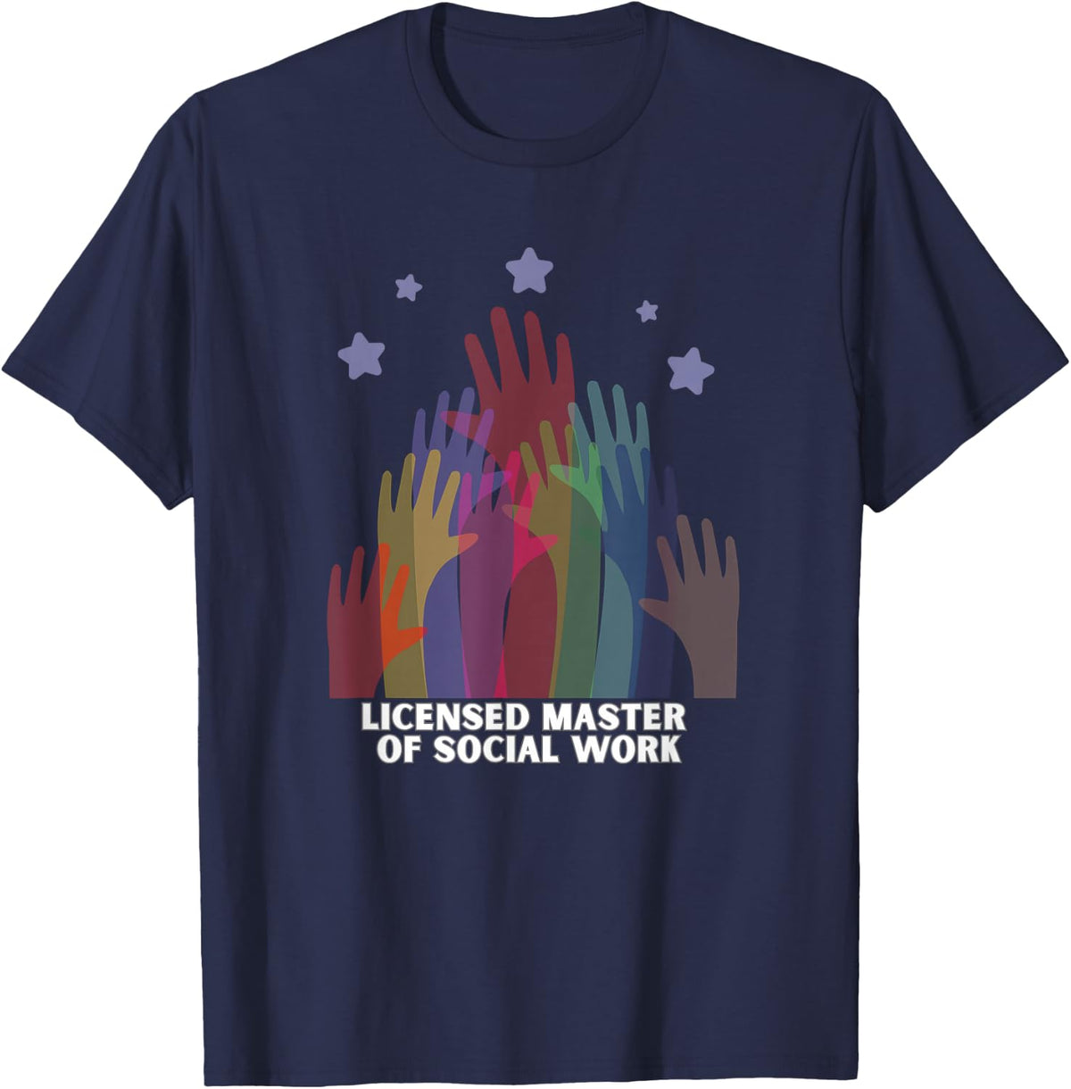 LMSW Licensed Master of Social Work Helping Hands T-Shirt - Navy Blue