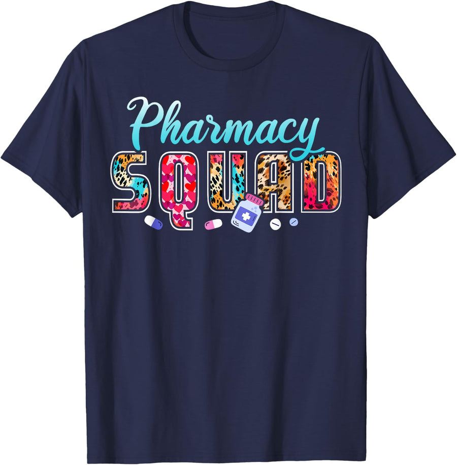 Pharmacy Squad Pharmacy Tech Pharmacist T-Shirt - Navy Blue