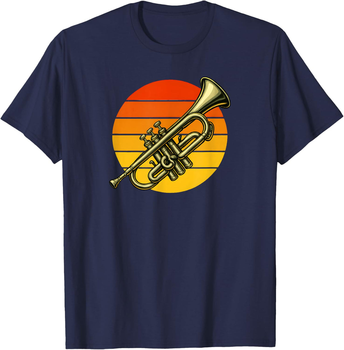 Trumpet, Retro Style, for a Trumpet Player T-Shirt - Navy Blue