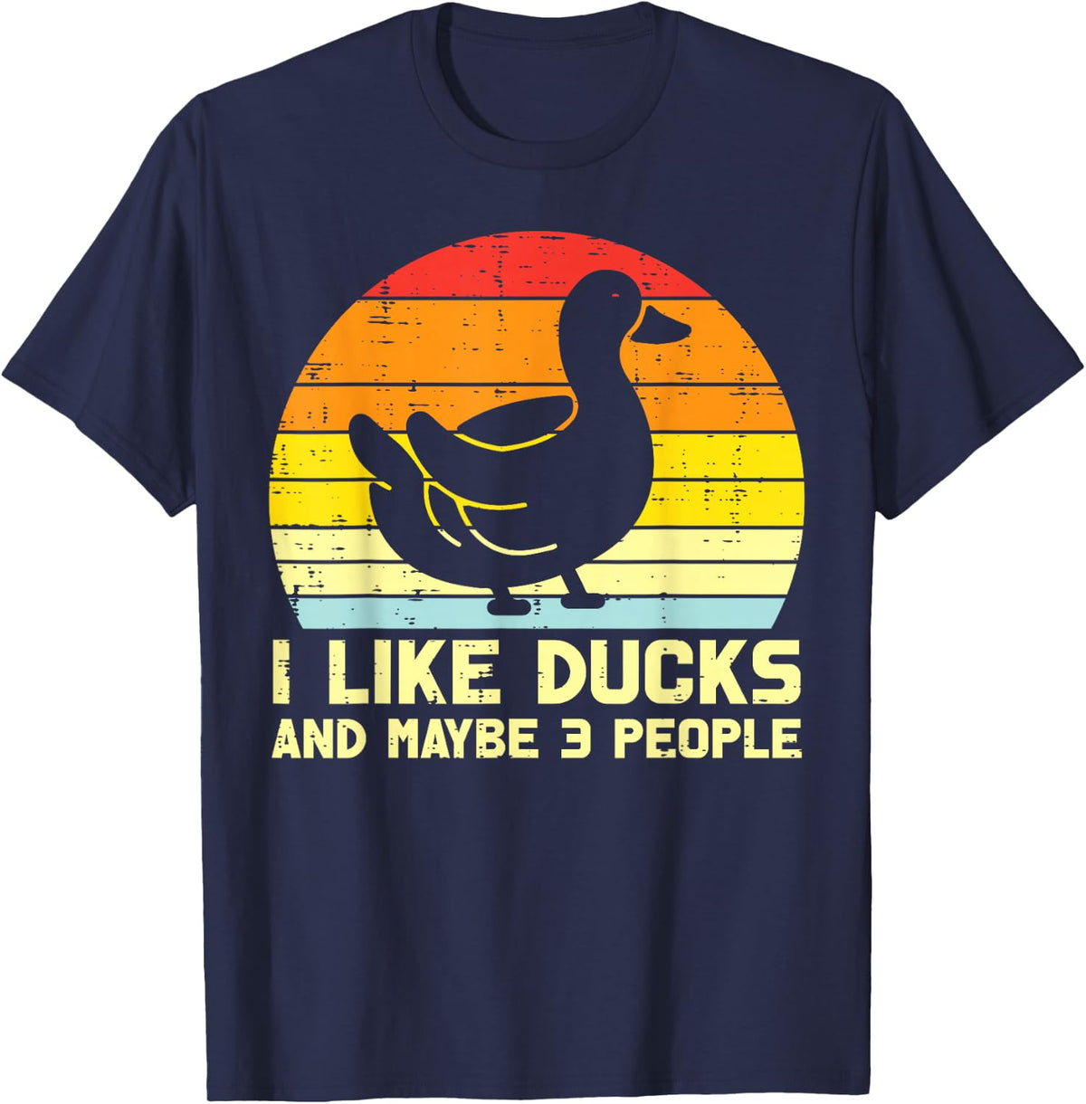 I Like Duck Maybe 3 People Retro Farm Farmer Men Women Kids T-Shirt - Navy Blue