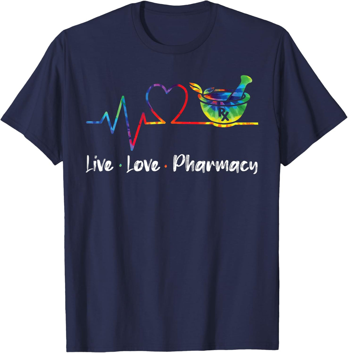 Pharmacy Tech Technician Pharmacist Student Tie Dye Live T-Shirt - Navy Blue
