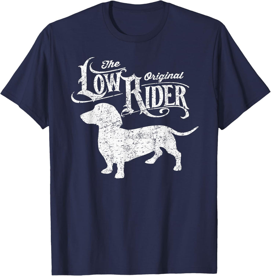 Dog Smiles Unisex Adult Dachshund Dog Funny T-Shirt - Black, Small - Navy Blue