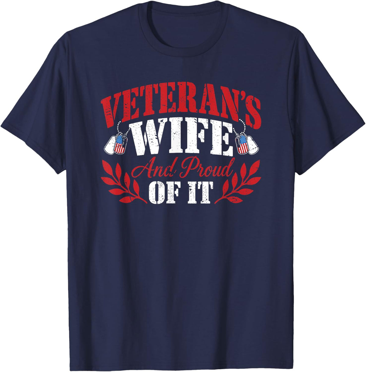 Veteran's Wife and Proud of It Military Spouse T-Shirt - Navy Blue