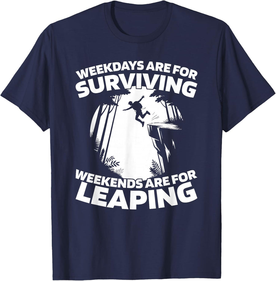 Adrenaline Parachuting - Extreme Sport Base Jumping T-Shirt - Navy Blue