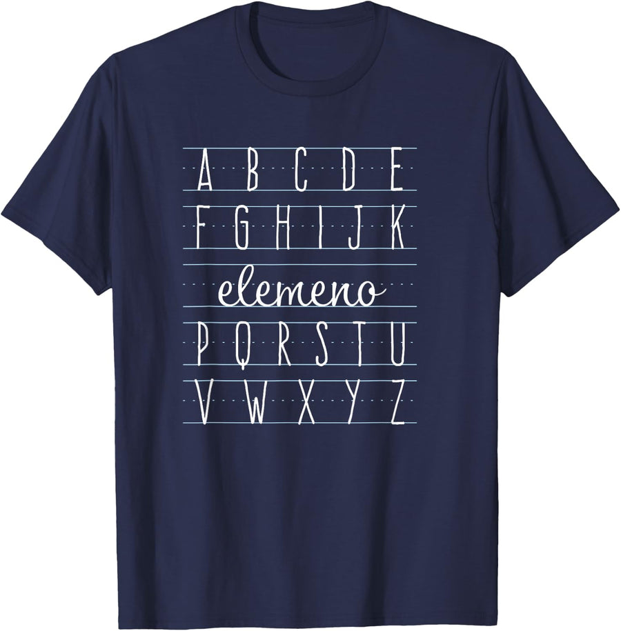 ABCDEFGHIJK Elemeno P QRSTUVWXYZ Alphabet Teacher Kid T-Shirt - Navy Blue