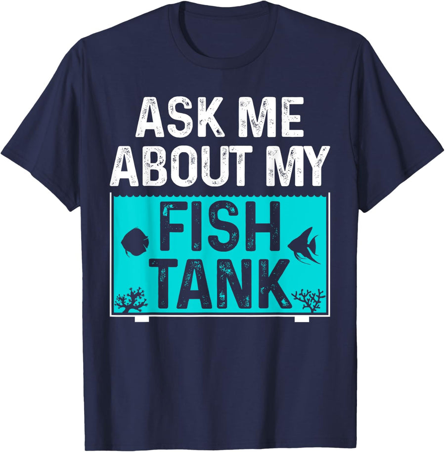 Funny Aquarium Saltwater Fish Tank Nerd Men Women Aquarists T-Shirt - Navy Blue