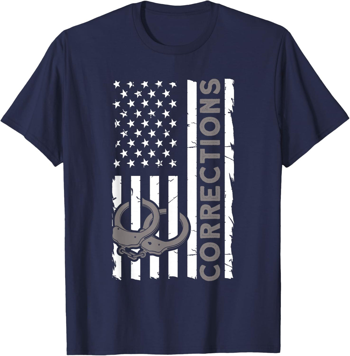Correctional Officer Corrections Thin Silver Line T-Shirt - Navy Blue