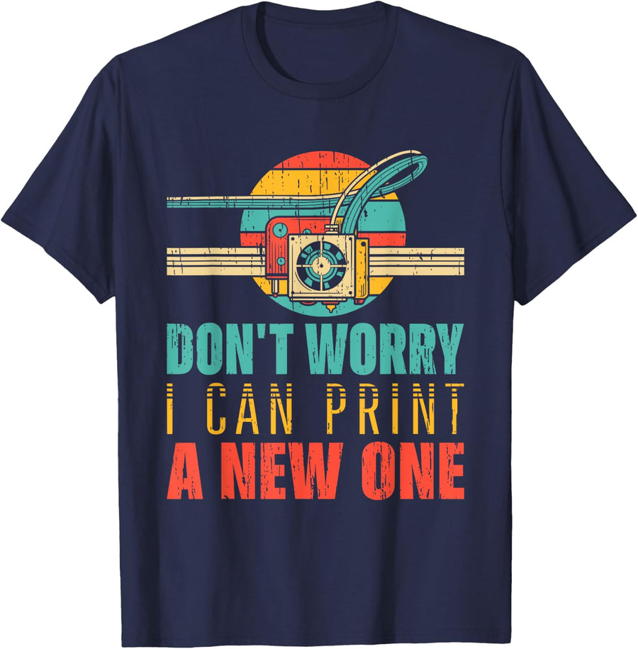 Funny Vintage 3D Printer Filament Printing Machine Lover Gag T-Shirt - Navy Blue
