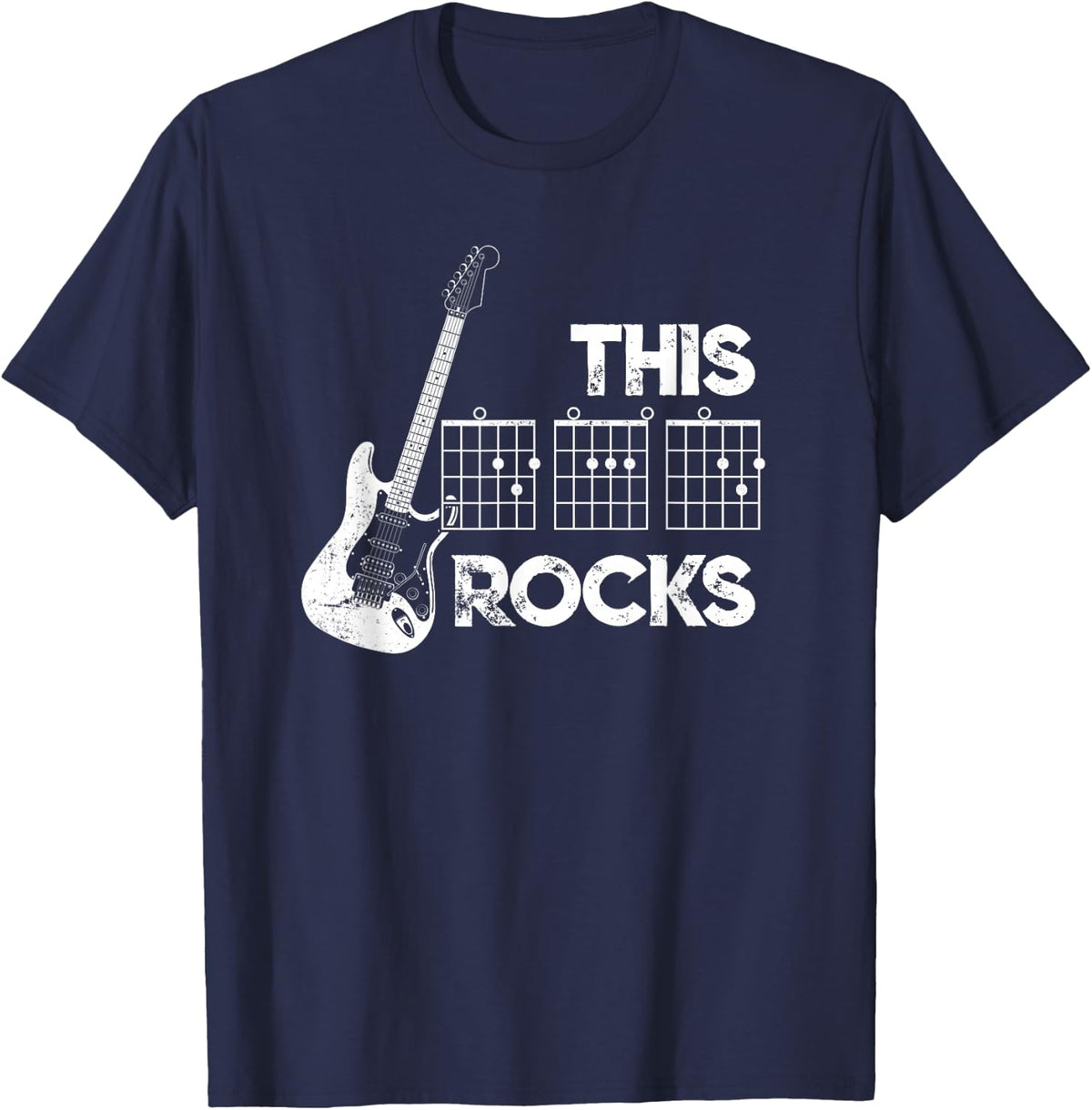 This DAD Rocks Guitar Chords - Guitarist Fathers Day T-Shirt - Navy Blue