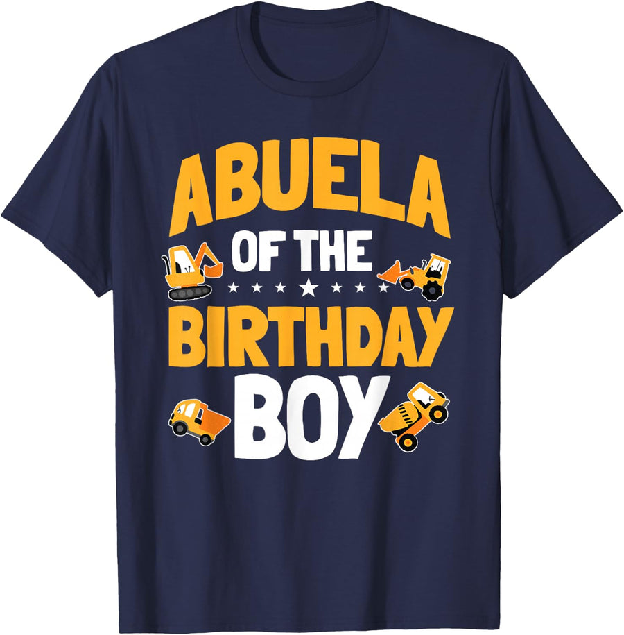 Abuela of the Birthday Boy Construction Worker Bday Party T-Shirt - Navy Blue