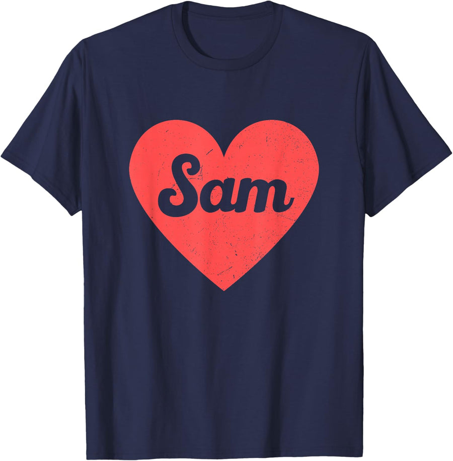 I Heart Sam - First Names And Hearts, I Love Sam T-Shirt - Navy Blue