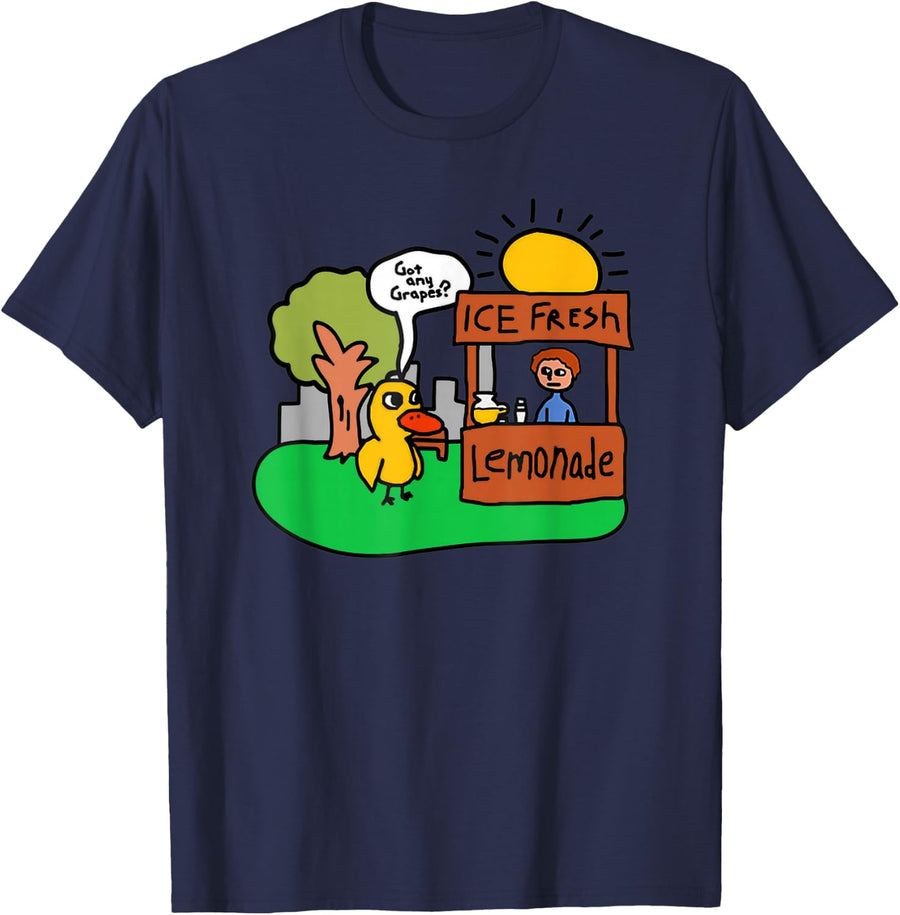Funny Duck Got Any Grapes Summer Humor Design T-Shirt - Navy Blue