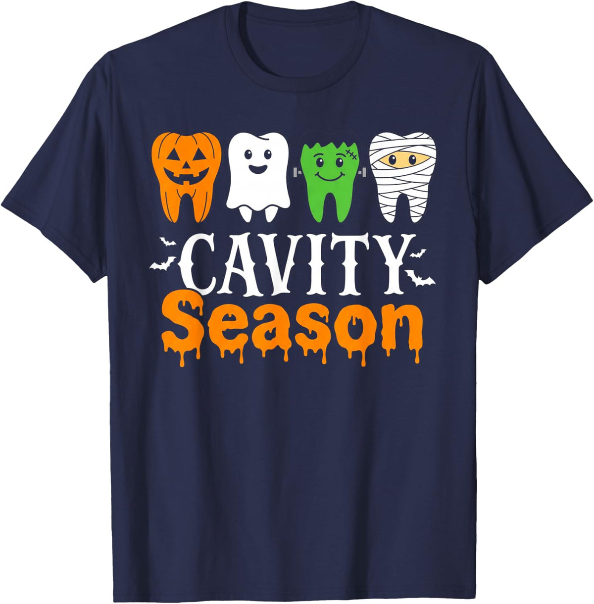 Dental Halloween Dentist Spooky Tooth for Women Men Kids T-Shirt - Navy Blue