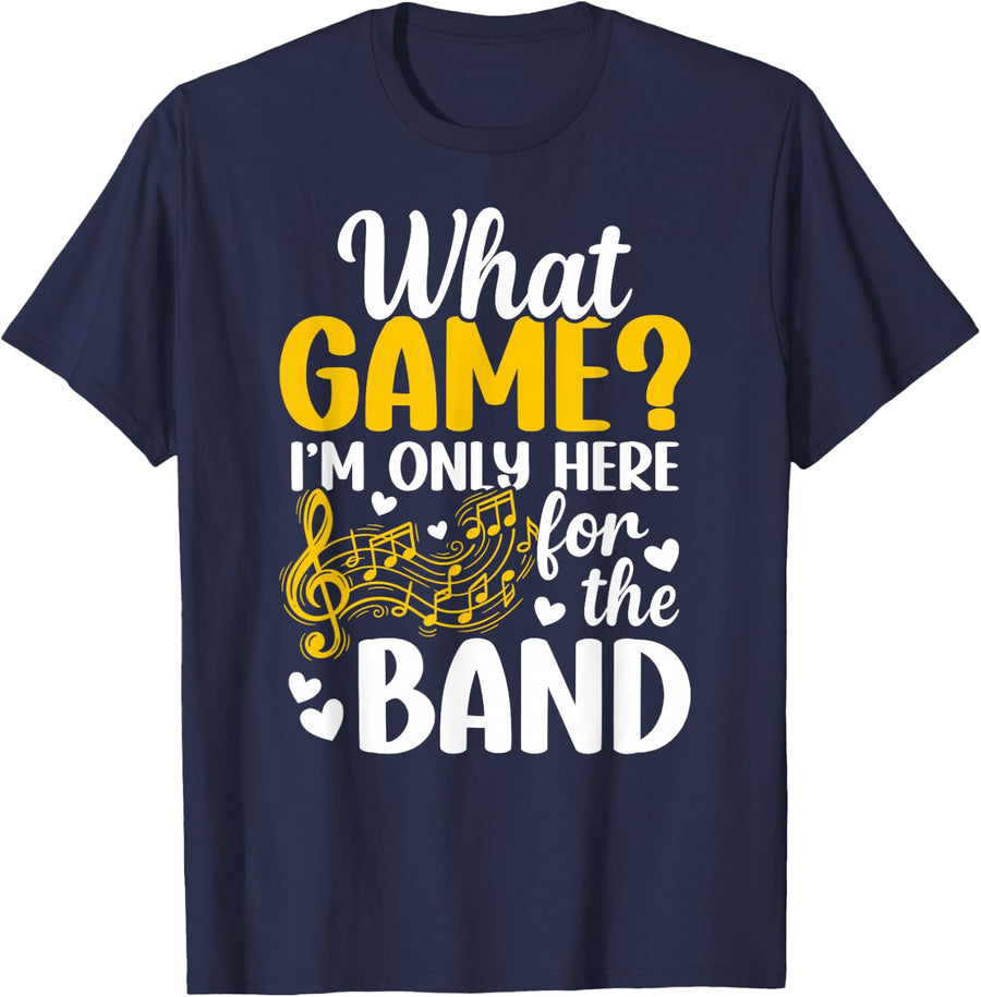Here for The Band Grandma Marching Band Grandmother T-Shirt - Navy Blue