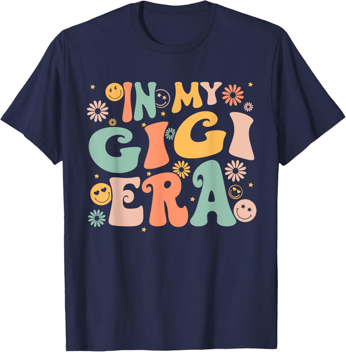 In My Gigi Era Baby Announcement for Grandma Mother's Day T-Shirt - Navy Blue