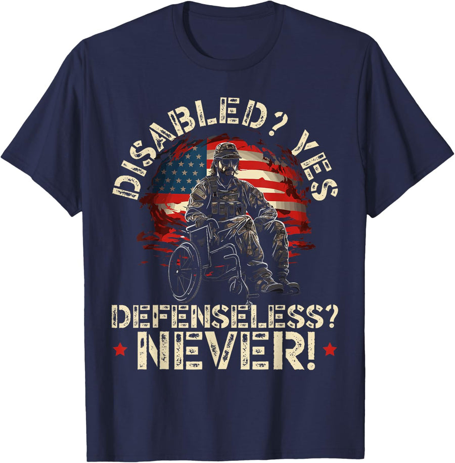 Disabled Veteran Armed Forces Military Soldier Army USA T-Shirt - Navy Blue