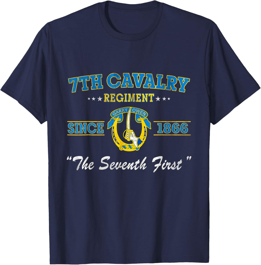 7th Cavalry Regiment Veteran Military Father Day T-Shirt - Navy Blue