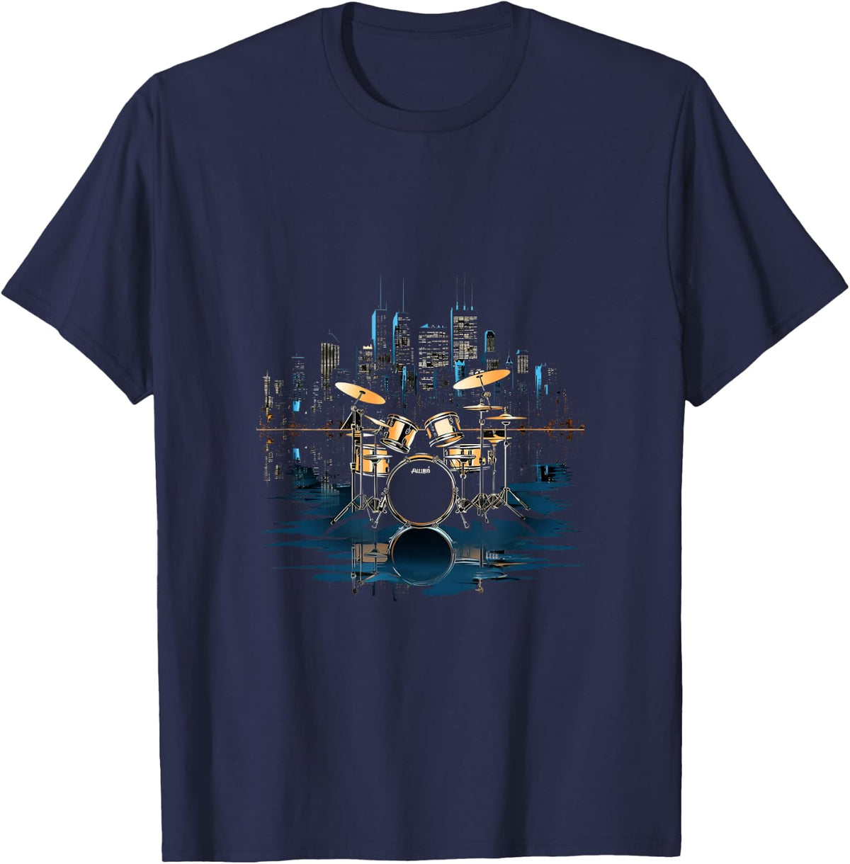 Drumset Drum Kit Music Drummer Drumming T-Shirt - Navy Blue